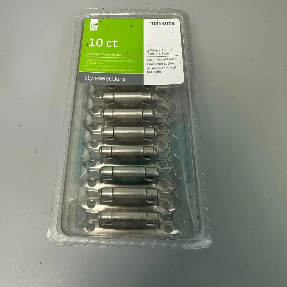 Style Selections 10ct Flush Self-Closing Cabinet Hinges Satin Nickel 0314978